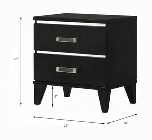 English Elm Contemporary Nightstand with Textured Finish and 2 Drawers — Modern Wooden Bedroom Storage, Easy Assembly Black 20 L x 26 W x 22 H B2741P322607