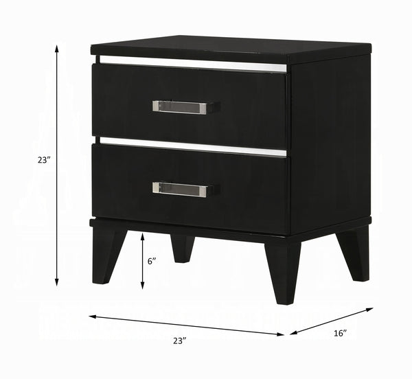 English Elm Contemporary Nightstand with Textured Finish and 2 Drawers — Modern Wooden Bedroom Storage, Easy Assembly Black 20 L x 26 W x 22 H B2741P322607