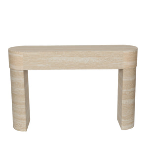 English Elm Entryway Console Table with Fluted Drawers Warm Woodgrain Finish for Hallway or Sofa W3040P455735