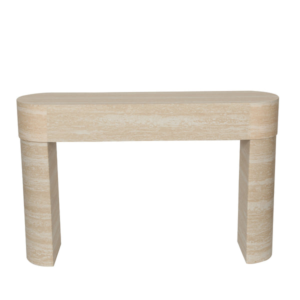 English Elm Entryway Console Table with Fluted Drawers Warm Woodgrain Finish for Hallway or Sofa W3040P455735
