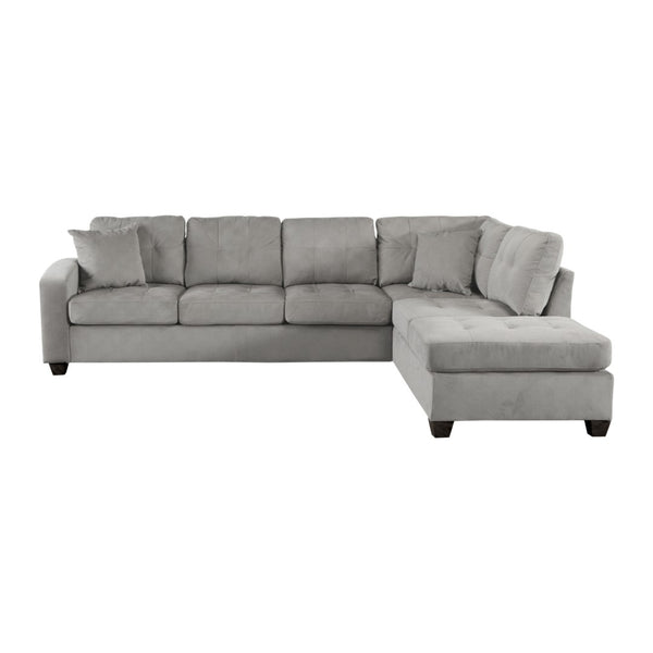 English Elm 2-piece Tufted Microfiber Sectional Reversible Chaise Pocket Coil Modern Living Room Taupe B011S01324