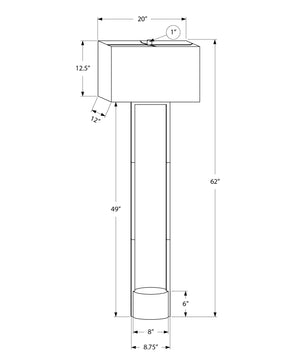English Elm Lighting, 65"H arc floor lamp with ivory drum shade, sleek metal frame, 100W max, foot switch, modern ambiance Black 22 L x 14 W x 18 H B2710P221309