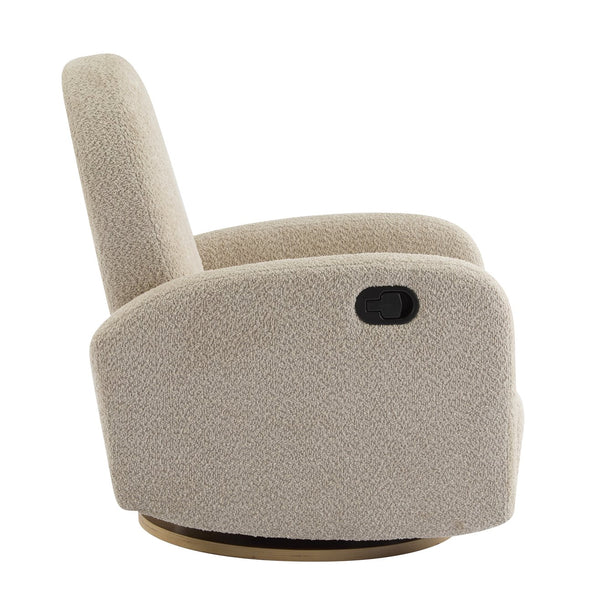 English Elm Christopher Knight Home® - 360 Swivel and Glider Recliner Chair with Boucle Upholstery, Solid Wood Base, Smooth Rocking Comfort Almond N771P207029V