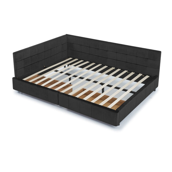 English Elm Queen Size Velvet Upholstered Tufted Bed Frame With Storage, Armrests, And Backrest For Comfort W487S00281-GIGA