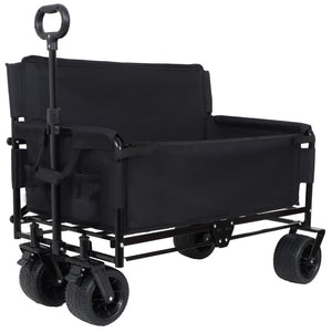 English Elm 3-in-1 Convertible Folding Utility Wagon with Bench Seat Carbon Steel Heavy Duty Black W2932P315006
