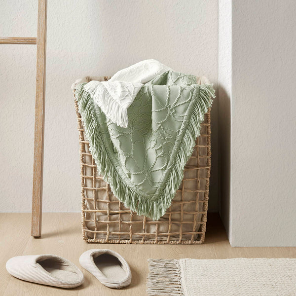 JLA Home Madison Park - 3PCS Chenille Bedspread Set with Tufted Floral Design, Fringed Border, Breathable OEKO-TEX Comfort Sage MP13-8704