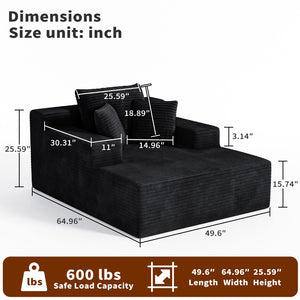 English Elm 64.96-inch Corduroy Sofa Bed Deep Seat Recliner for Living Room or Guest Space W3108P404509
