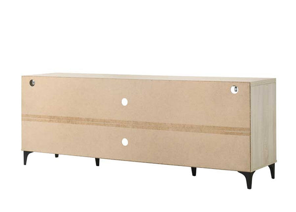 English Elm Tropea 58 Inch Open Shelf Media Console with Oak Finish and Cord Management B2749P413263