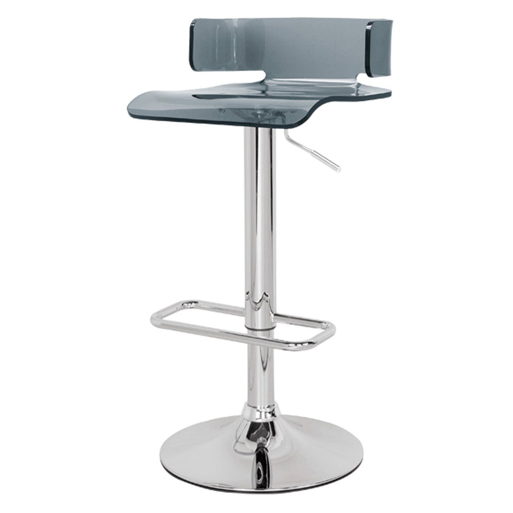 English Elm Grey Grey and Chrome Adjustable Swivel Stool with 360° Swivel, Gas Lift Height Control, Sleek Low Backrest Comfort — Modern Metal & Acrylic Finish (35.5" H) B062P185662