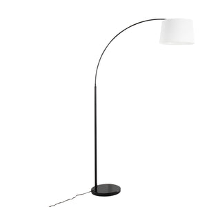 English Elm March Contemporary Floor Lamp - Elegant Black Marble Base & White Linen Shade For Modern Spaces B202S01369