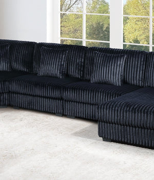 English Elm Black Jumbo Corduroy Armless Modular Chair Low Profile Sectional Seating with Pillow B011P435295
