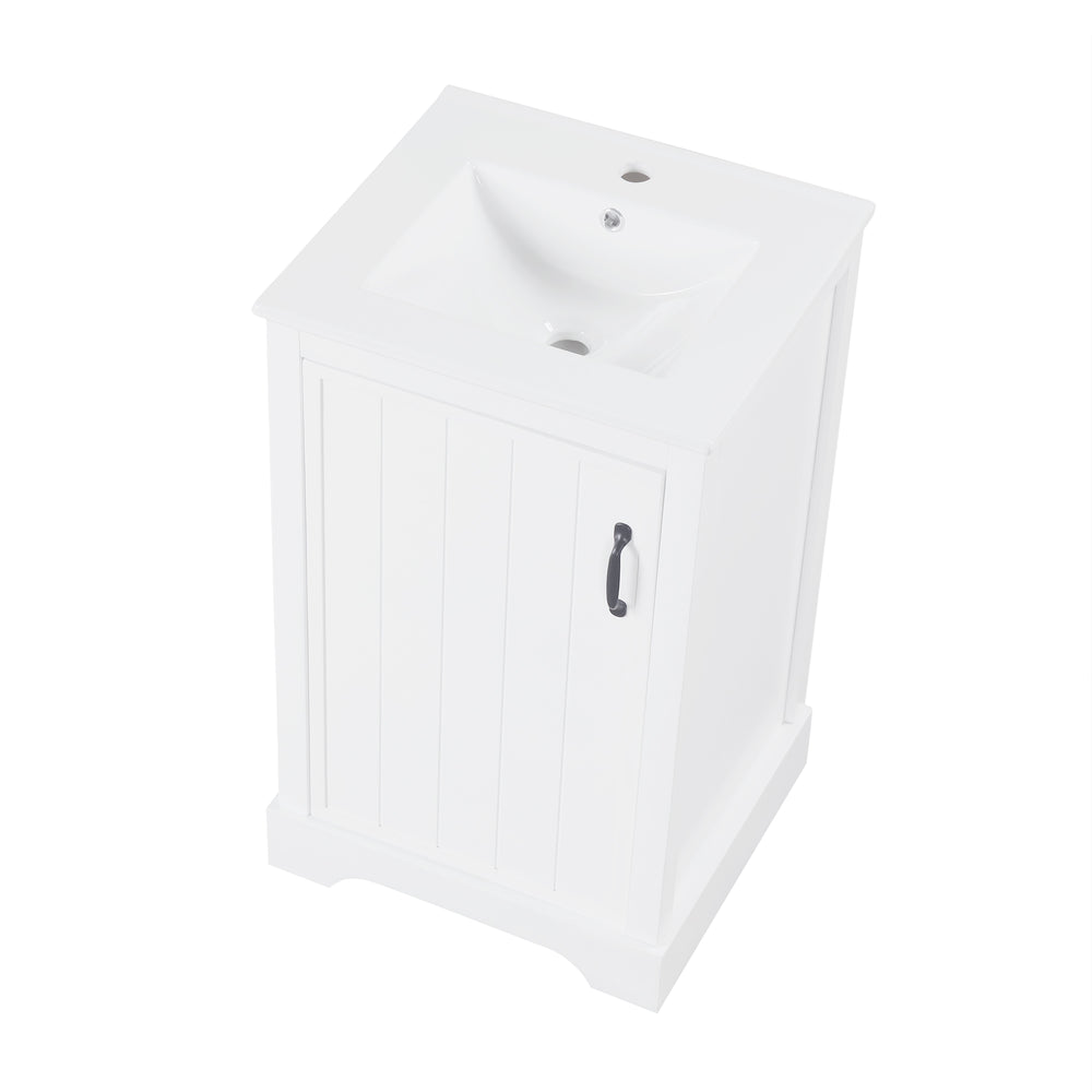 English Elm 20" Bathroom Vanity With Soft-Close Door, Ceramic Sink, Adjustable Shelves & Chic Storage Solutions N725P351852K