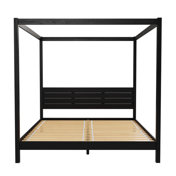 English Elm Walker Edison - Modern Pine Canopy Bedframe King — Minimalist Boho Design, Solid Pine Slats, Center Support, No Box Spring Needed Black 84 L x 12.75 W x 11.25 H B185P169191