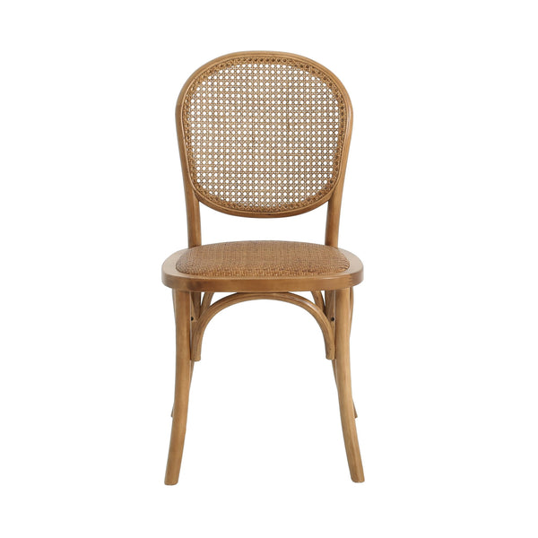 English Elm Christopher Knight Home® - DINING Chairs with Birch Wood Frame and Rattan Backrest, Foam Seat, Vintage Curved Design, Set of 2 Light Brown N779P192530L