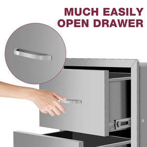 English Elm Double Drawer Stainless Steel Outdoor Kitchen Cabinet for Patio and Courtyard W3167P303252