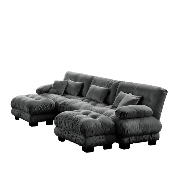 English Elm Luxury Modular Sectional Sofa - Oversized U-Shaped Cloud Couch With Ottomans For Ultimate Comfort W714S01021