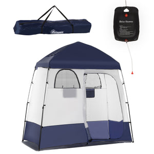 English Elm Outsunny Two Room Pop up Camping Shower Enclosure with Solar Bag and Waterproof Taffeta Walls W2225P200643