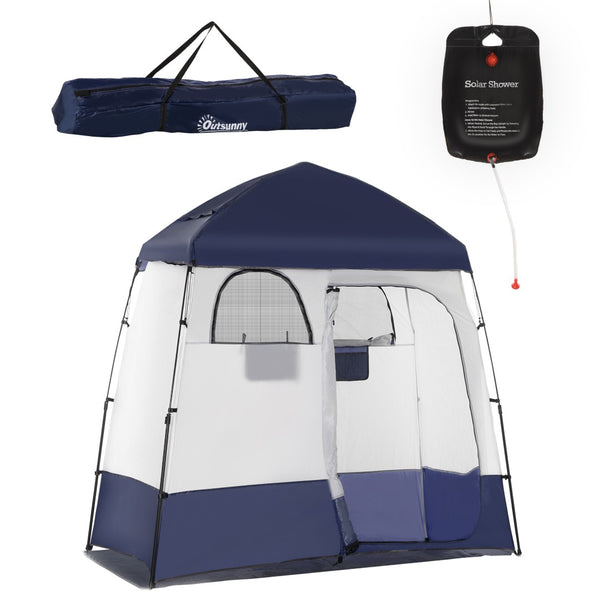 English Elm Outsunny Two Room Pop up Camping Shower Enclosure with Solar Bag and Waterproof Taffeta Walls W2225P200643