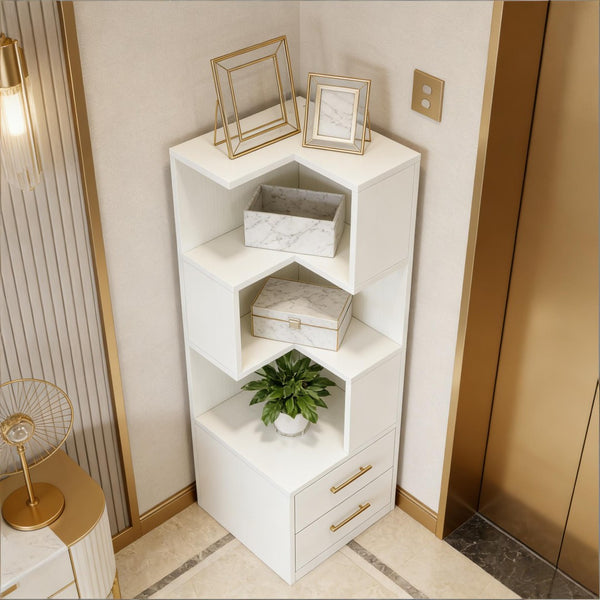 English Elm Sturdy Rotating Corner Plant Stand Four Tier Metal Frame for Indoor Living Spaces T3971P453364