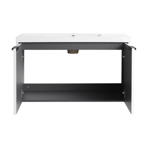 English Elm 36" Floating Bathroom Vanity with Resin Sink, Wavy Doors, Soft-Close Hinges & Durable Plywood Finish White W999P251811
