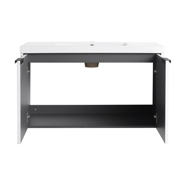 English Elm 36" Floating Bathroom Vanity with Resin Sink, Wavy Doors, Soft-Close Hinges & Durable Plywood Finish White W999P251811