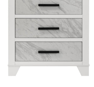 English Elm Contemporary Chest with English Dovetail Drawers, Metal Center Glides, Black Handles, Durable Engineered Wood Finish White 35 L x 19 W x 45 H B2741P396696