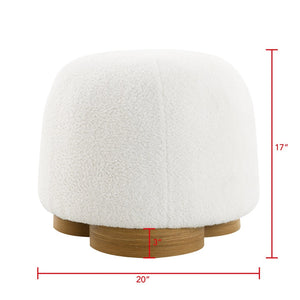 English Elm Fully Assembled Round Teddy Fabric Ottoman Plush Foam Seat Bedroom Entryway Accent White W2671P386671
