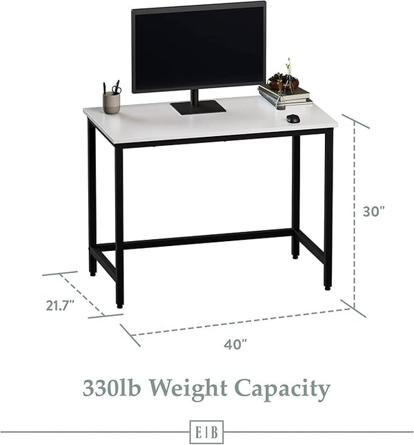 English Elm Edenbrook Metal Desk 40" White — Sturdy Steel Frame, MDF Top, Compact 40"x22" Workspace, Easy Assembly B350P326209