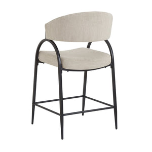 English Elm 25'' Counter Stools Set of 2 Upholstered Fabric Seats Black Metal Frame Kitchen Island N780P369956B