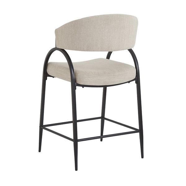 English Elm 25'' Counter Stools Set of 2 Upholstered Fabric Seats Black Metal Frame Kitchen Island N780P369956B