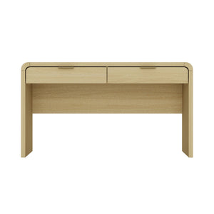 English Elm Grace 54" Oak Office Desk with 2 Drawers, Modern Rounded Corners, Metal Glam Handles, TV Stand-Friendly B365P397845