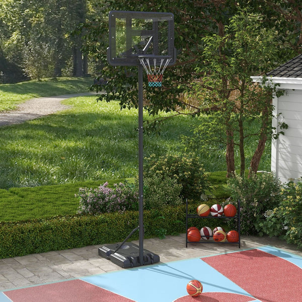 English Elm Soozier Adjustable Portable Basketball Goal with Shatterproof Backboard and Wheeled Base W2225P200922