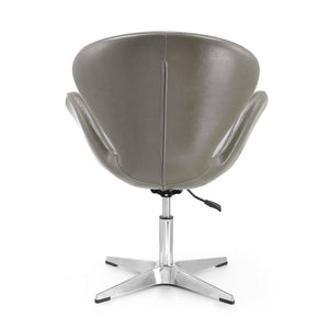 English Elm Raspberry Upholstered Swivel Lounge Chair with Adjustable Height, Polished Chrome Base & Plush Seat Grey B365P397944
