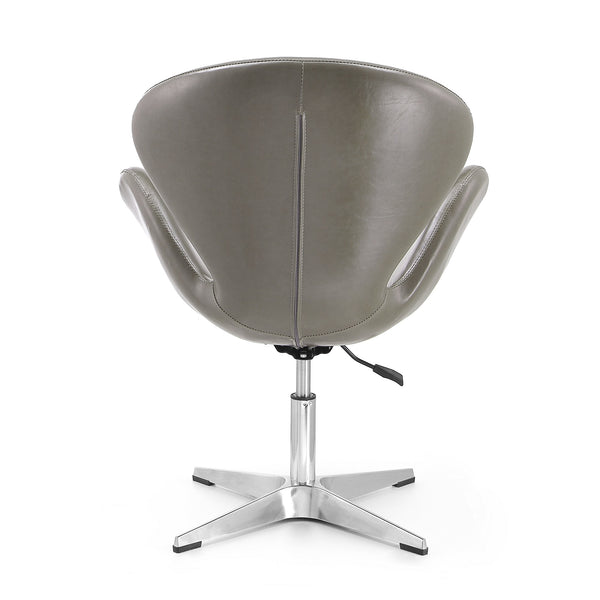 English Elm Raspberry Upholstered Swivel Lounge Chair with Adjustable Height, Polished Chrome Base & Plush Seat Grey B365P397944