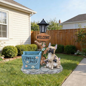 English Elm Labrador Solar Garden Statue with Led Glow and Built-in Succulent Planter Basin W5398P464246