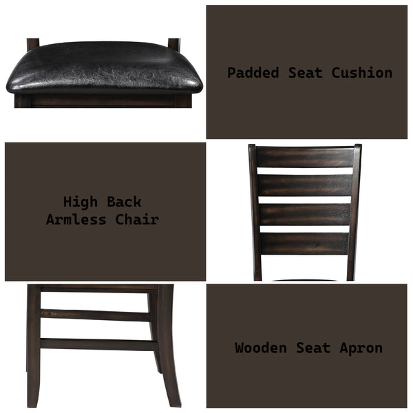 English Elm Urbana Black PU Leather Side Chair Set of 2 – Espresso Rubberwood Frame, 220lb Capacity, Cushioned Comfort B2726P266947