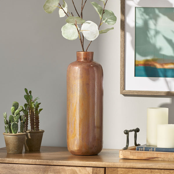 English Elm Christopher Knight Home® - Bottle Copper Aluminium Vase – Sleek Decorative Bottle Vase 16.5x7.5 cm Modern Metallic Centerpiece (Copper) 71674.00