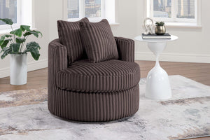English Elm Comfortable Plush Fur-Like Corduroy Swivel Chair with Rounded Base, Removable Cushion & Pillows for Living Room Comfort Chocolate 34 L x 28 W x 35 H B011P369867