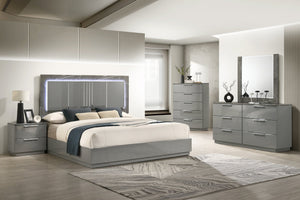 English Elm Elara King 5-Piece Bedroom Set – Luxe Two-Tone High-Gloss Finish, Led Lighting & Spacious Storage Solutions B009S01569
