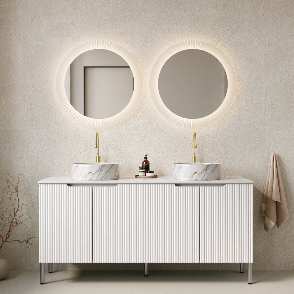 English Elm Turio 60" Freestanding Bathroom Vanity With Double Sinks, Carrara Countertop & Ample Storage Space W2615S00475-GIGA