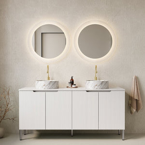 English Elm Turio 60" Freestanding Bathroom Vanity With Double Sinks, Carrara Countertop & Ample Storage Space W2615S00475-GIGA