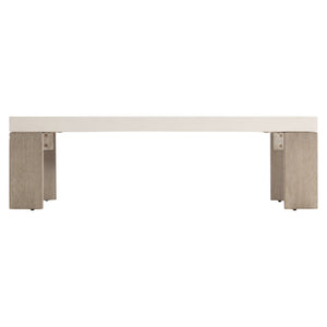 Bernhardt Bernhardt Lorenzo Cast Grc Cocktail Table With Vintage Cream Top & Quartered White Oak Flint Base 465021