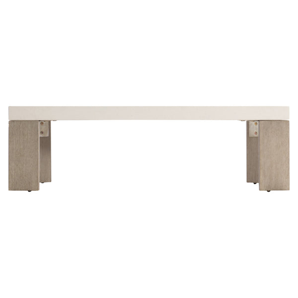 Bernhardt Bernhardt Lorenzo Cast Grc Cocktail Table With Vintage Cream Top & Quartered White Oak Flint Base 465021