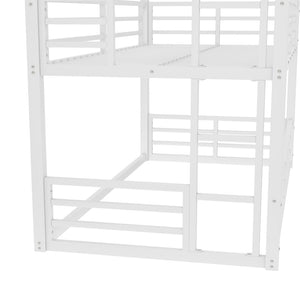 English Elm Twin Xl Triple Bunk Bed - Heavy-Duty Metal Frame With Safety Guardrails & Noise-Reduced Design, White W1580S00165-GIGA