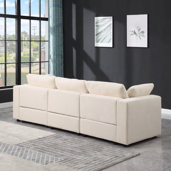 English Elm Modular Sectional Sofa Set - Versatile 3-Piece Chenille Beige Design For Ultimate Comfort & Style W1123S00038