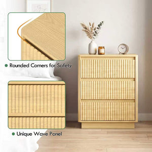 English Elm (set Set of 2 Modern End Tables with Usb-c Charging and Three Drawer Storage for Any Room Natural W409P414475