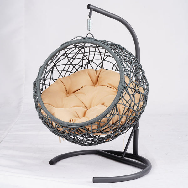 English Elm Cat Swing Bed With Stand & Removable Cushion - Stylish Egg Chair For Cozy Naps & Playtime Fun! W2500P283880