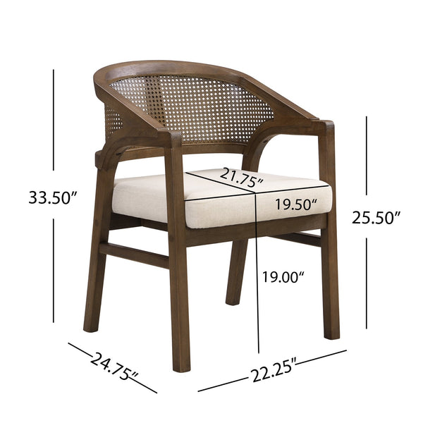 English Elm Christopher Knight Home® - 7PCS Mid-Century Modern 7-Piece Dining Set with Sculptural Pillar Table and Ergonomic Rattan Chairs Beige,Walnut N771P256965T_N771P195513T