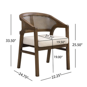 English Elm Wooden Rubberwood Dining Chairs with Woven Rattan Back Ergonomic Seat Set of 2 Beige,Walnut N771P256965T