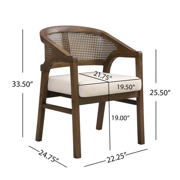 English Elm Wooden Rubberwood Dining Chairs with Woven Rattan Back Ergonomic Seat Set of 2 Beige,Walnut N771P256965T